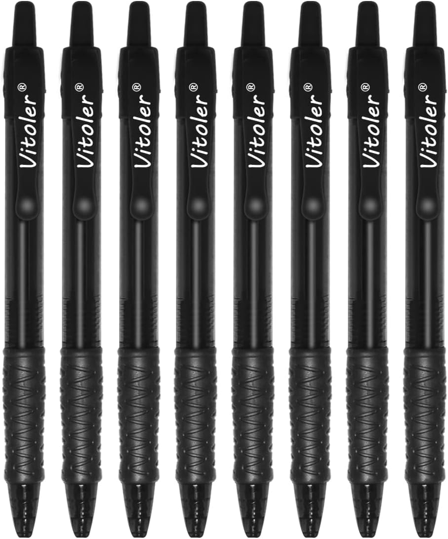 Pens,Black Pens,Ballpoint Pens,8 Pack,1.0Mm,Journaling Pens for Pens,Retractable-image