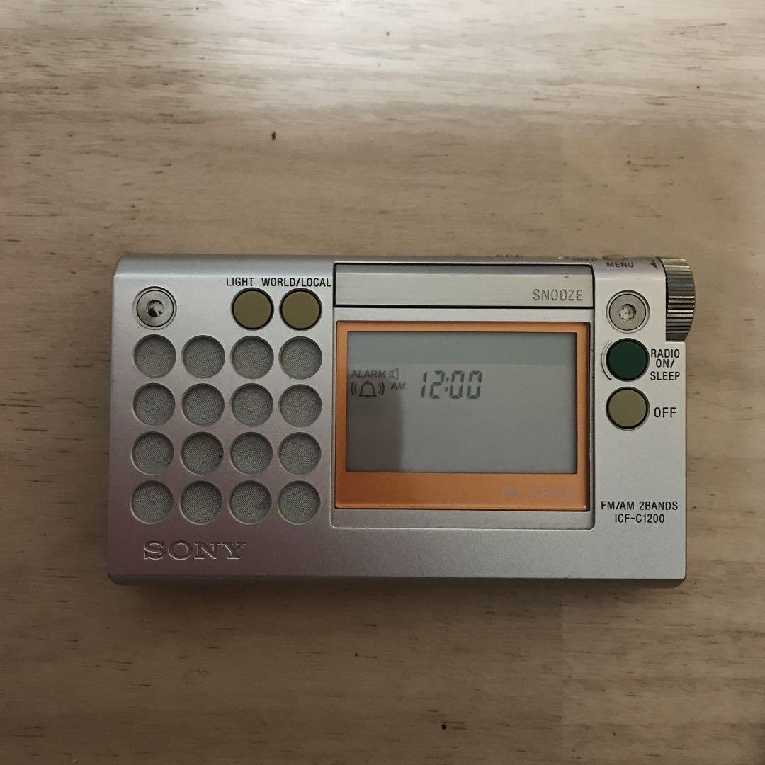 A2250 SONY ICF-C1200 FM/AM コンパクトラジオ SONY ICF-C1200 Pocket Radio AM FM Silver Orange Japan Very