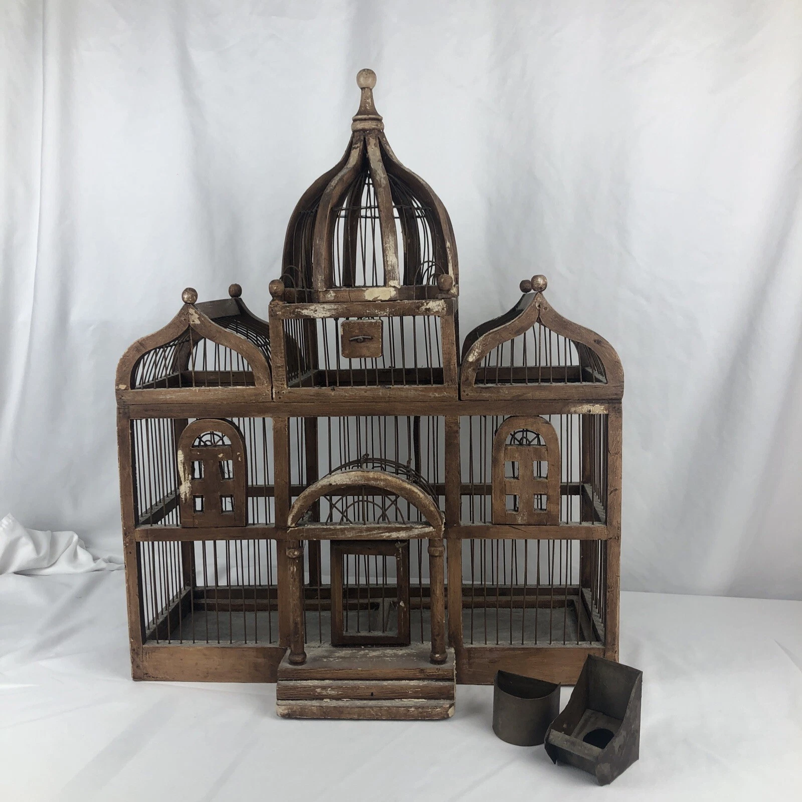 Antique Victorian 3 Dome Wood And Wire Bird Cage With 2 Doors/Feeders Ex. Cond.
Opens in a new windo