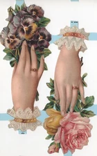 WOMENS HANDS w/RING Die Cut Paper Scrap Book Mamelok Press Ltd, Edmunds,England