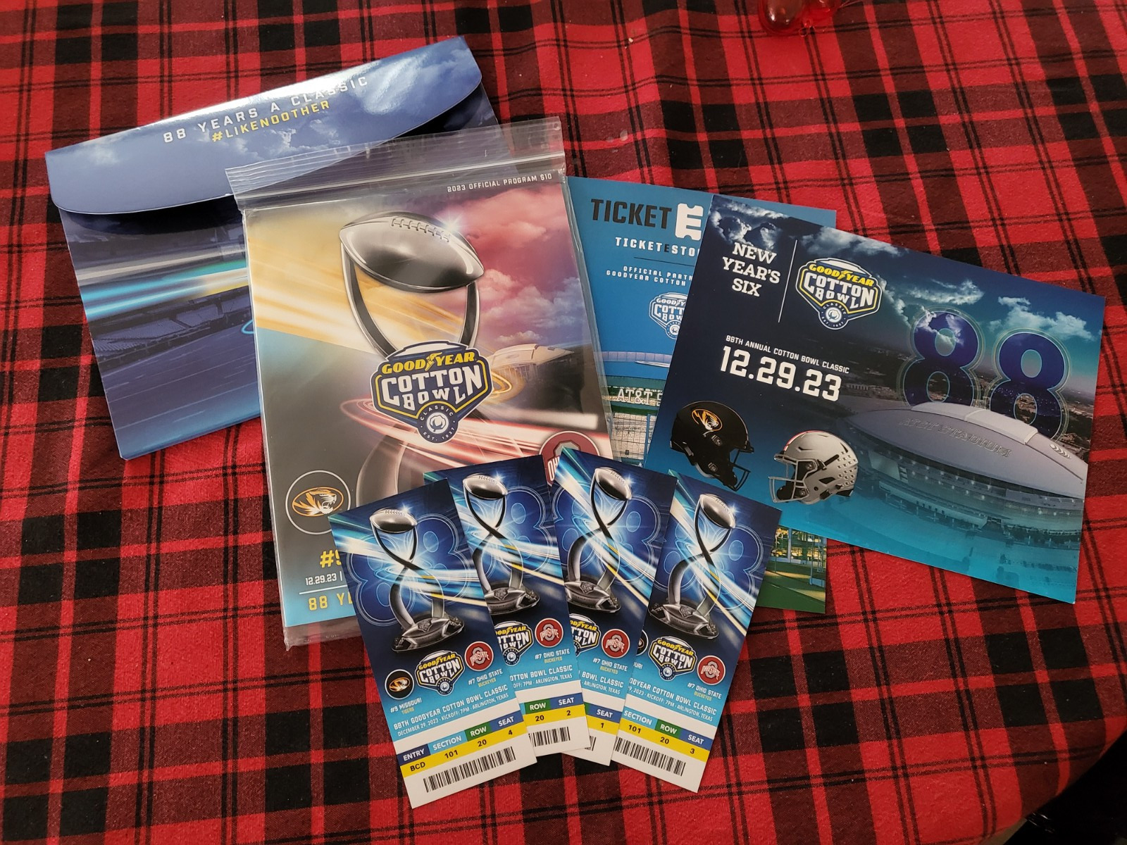2023 Cotton Bowl Program & 4 Tickets - Missouri vs Ohio State Collectible Set
