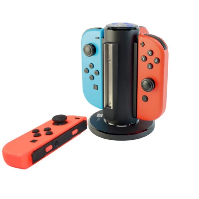 BELIFE Joy-Con Controller Stazione di Ricarica per Nintendo Switch / OLED | Nero | 4 Pezzi