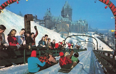 Postcard Toboggan Slide Dufferin Terrace Quebec City Canada