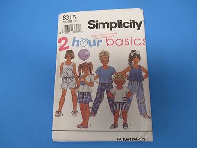 Vintage Sewing Pattern Simplicity Size BB (5-6X) 8315 Child`s Pants ...