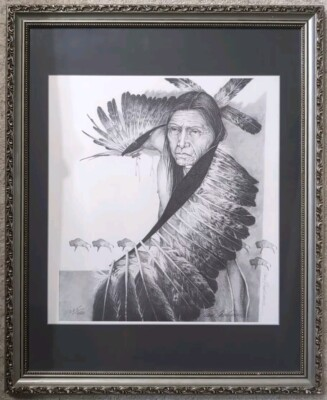 #ad #ad Troy Anderson Charcoal Eagle Dancer Cherokee Art Signed Numbered 22 x 18quot; $180.00