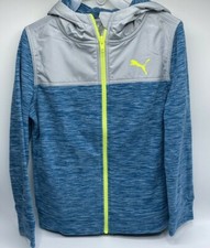 Boys Size XS 5/6 Nice Puma Youth Fleece Zip-Up Hoodie Sweatshirt Jacket Blue