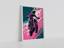 MOTOCROSS DIRT BIKE RIDER POSTER TRIPPY PRINT BIKE ART SIZE A3 A4 A2 A1