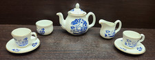 Stunning Falcon China MINIATURE Tea Set for two blue white