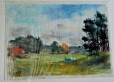 Franz Ehmke*1928 -2018 DDR Painter Landscape with Houses near Biesenthal