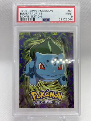 Graded PSA 9 BULBASAUR #1 #E1 1999 Topps Pokemon Movie Edition