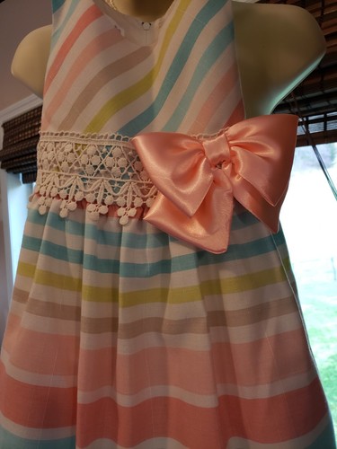 Bonnie Jean Little Girls Dress Size 4 Tag $55 Stripes Galore Multi Brand New - Picture 11 of 14