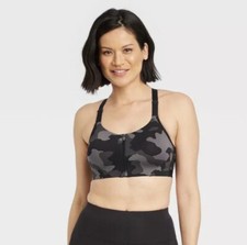 ALL IN MOTION Women's Mesh Back Racerback Zip-Front Bra, Sz 36DD, NWT