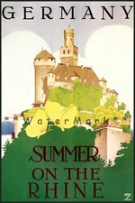 Summer On The Rhine 1935 Germany Vintage Poster Print Retro Travel Art Europe
