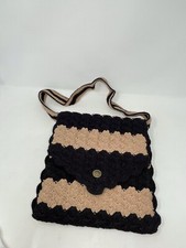 Vintage NEW Boho Acrylic Crochet Woven Hand Bag Purse Hippie Pockets Grannycore
