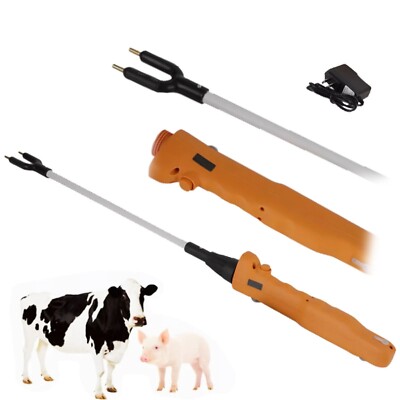 12000V Rechargeable Livestock Prodw/ LED Electric Cattle Prod Stick 26.18in