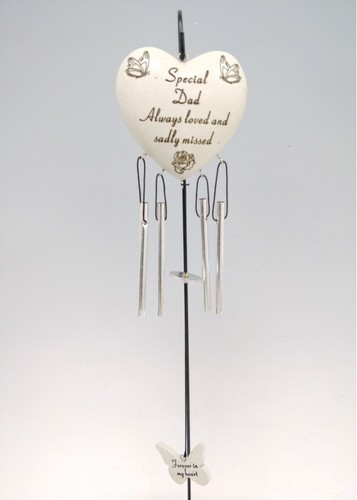 Heart Memorial Wind Chime Tribute Plaque Ornament Butterfly Flower Graveside - Picture 5 of 13