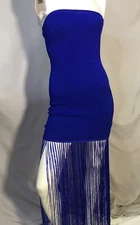 New WOW Couture Sexy Blue Form Fitting Fringe Dress