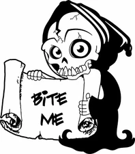 Grim Reaper Funny Bite Me Car Boat Truck Window Vinyl Decal Sticker