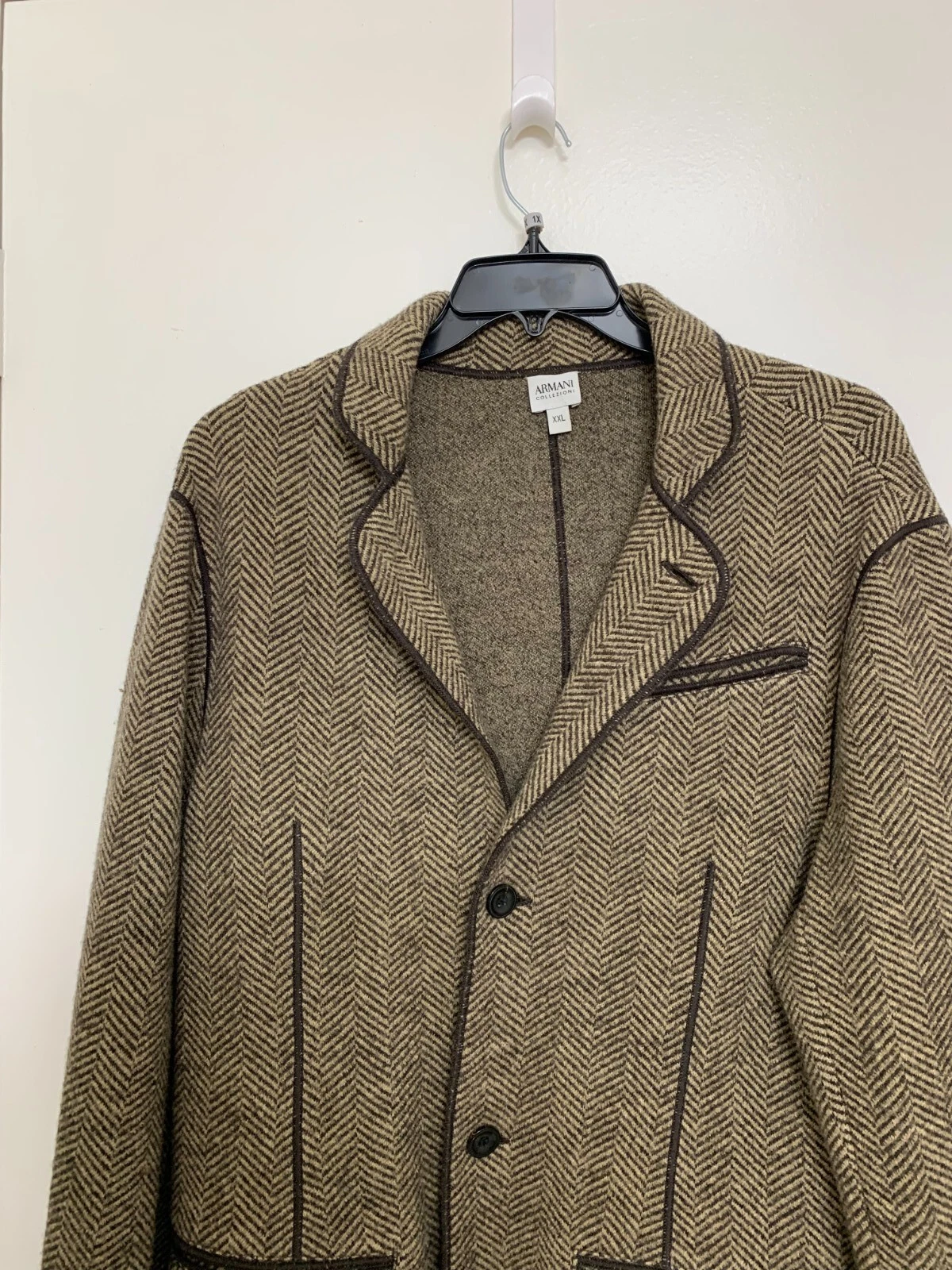 Giorgio Armani — Vintage Mani By Armani Collezione Wool Lama Plaid Sports Jacket Blazer Size 2XL