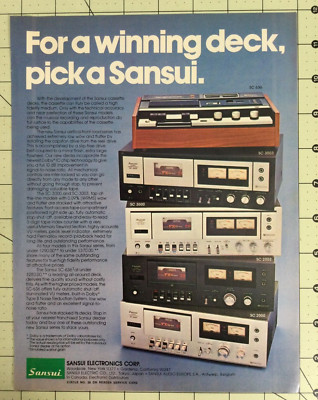 Vintage 1976 Sansui SC 636 3003 3000 2000 Cassette Deck Magazine Advertisement