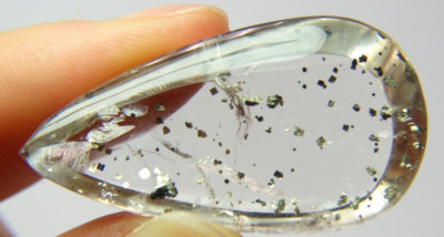 IP12 Natural Pyrite Marcasite in quartz 44.37ct 20x37x9mm pear