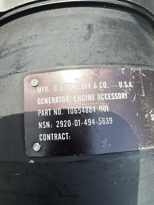 Niehoff Generator 280A 28VDC. 2920-01-494-5639 PN 10654884-001. Read Description