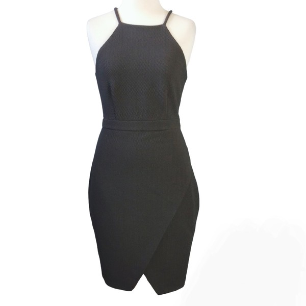 Forever new Women Size 8 Black Bodycon Halter Neck Sleeveless Dress Side Zip