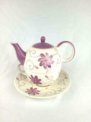 Herman Dodge & Son Hand Painted Stacking Teapot for 1 - 3-Piece Set Vintage
