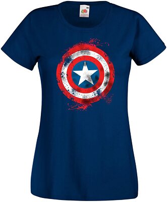 Youth Designz Vintage Captain America Damen T-Shirt Print Hulk Ironman Thor Fun