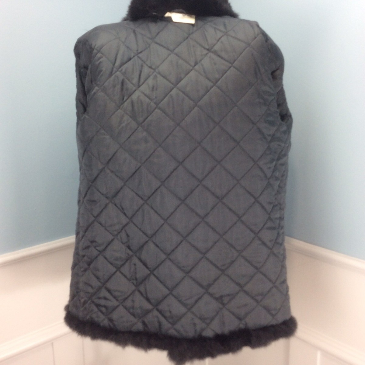 Vtg Genuine Rabbit Fur Coat Medium Black Somerset Furs