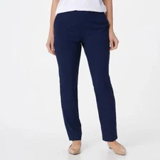 GRAVER Susan Graver Chelsea Stretch Pull-On Pants Navy