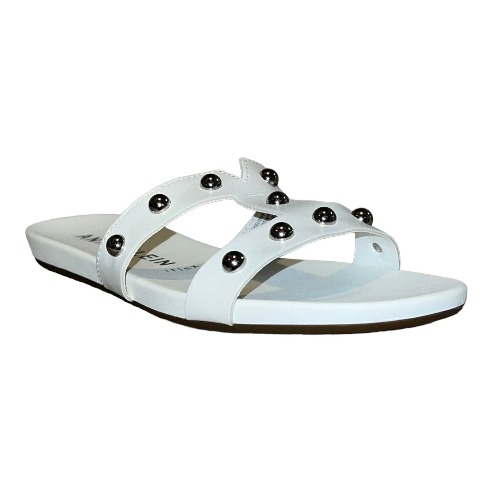 APL Sandali donna Anne Klein Ely Iflex ecopelle bianco argento borchie 11M nuovi