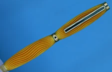 3D Printed Ballpoint Pen in "Oh My Gold" Waves Barrel with Gold Trim