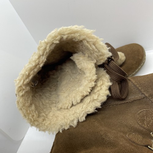BJORNDAL Womens Snow Boots Sz 8 Aniston Fur Lined Brown Suede Leather Lace Up - Picture 5 of 11