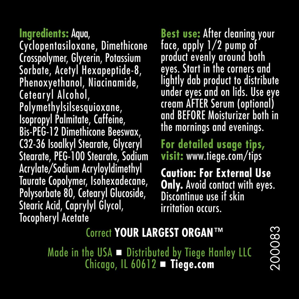 Tiege Hanley Eye Cream for Men Fragrance Free for Sensitive Skin 0.