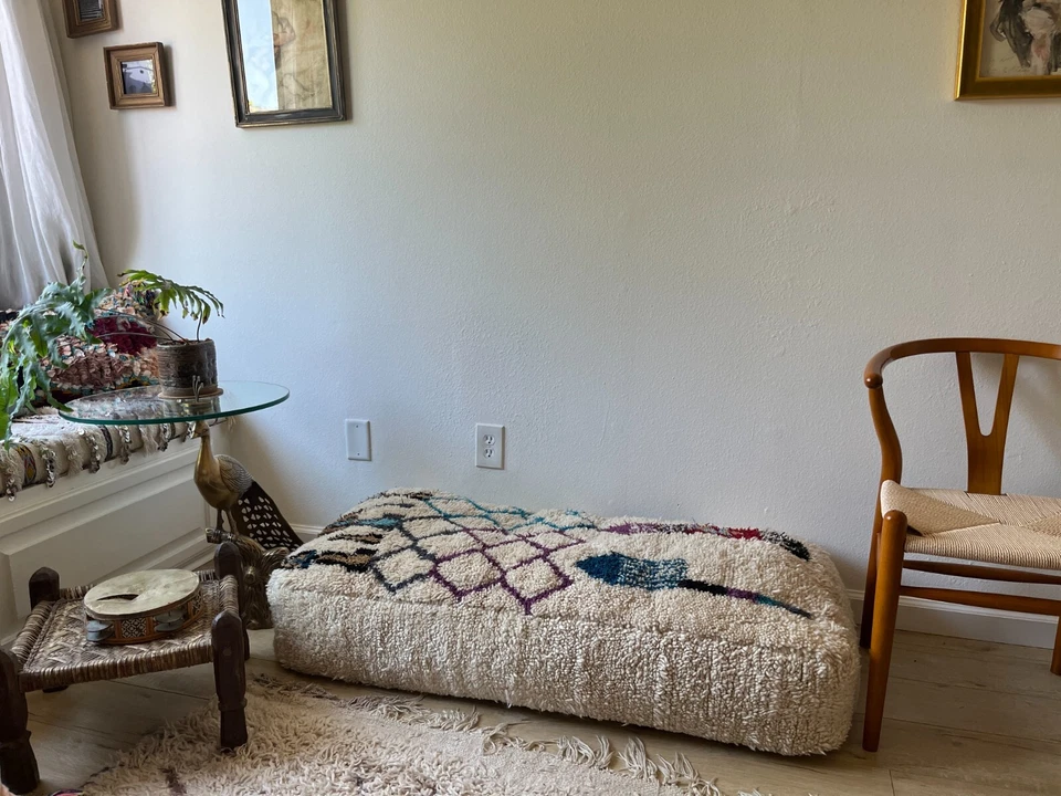 VTG Gorgeous ONE OF A KIND Moroccan Rug Pouf Ottoman - Image 2 of 4