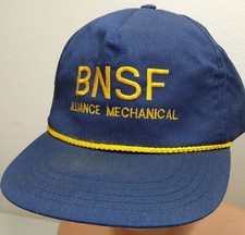BNSF Railway Vintage Adjustable Hat Navy Blue Embroidered Logo Railroad Cap USA