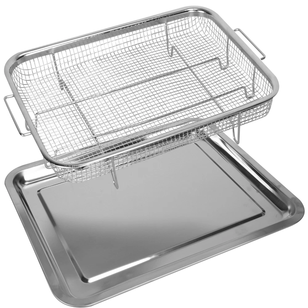 Air Fryer Basket for Oven, Set Stainless Steel Oven Air Fryer Basket and Tray