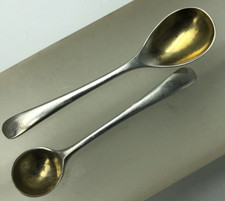 Silver Salt and Mustard Spoons Sheffield 1948/1952 by Francis Howard Gilded Bowl