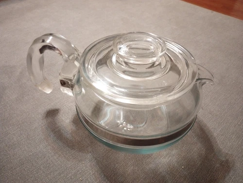 Vintage Pyrex Flameware 8446B 6-Cup Glass Coffee/Tea Pot With Lid