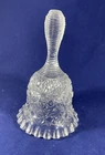 VTG Fenton Clear Daisy & Button Glass Bell Ruffled Edge Threaded Handle