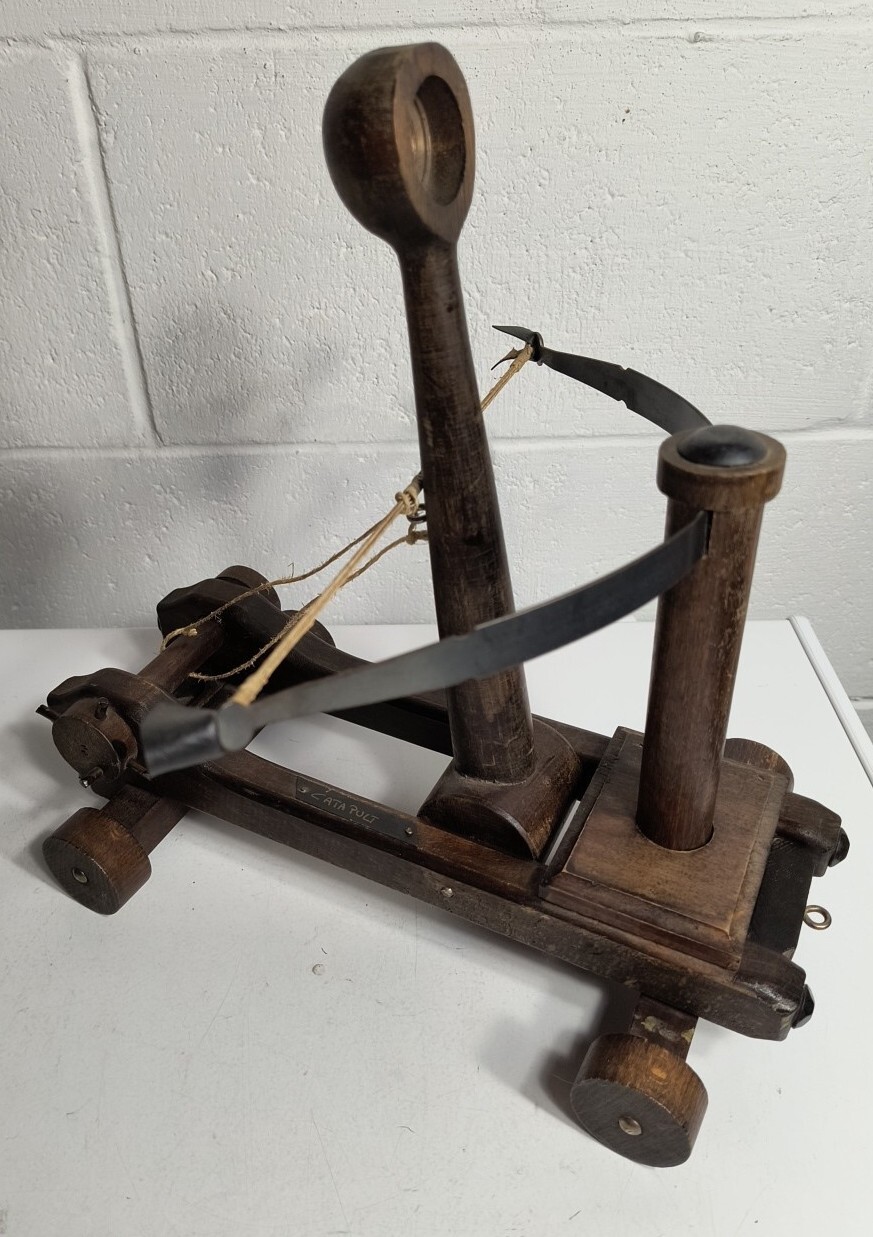 Vintage Wooden Medieval Catapult Made In Italy