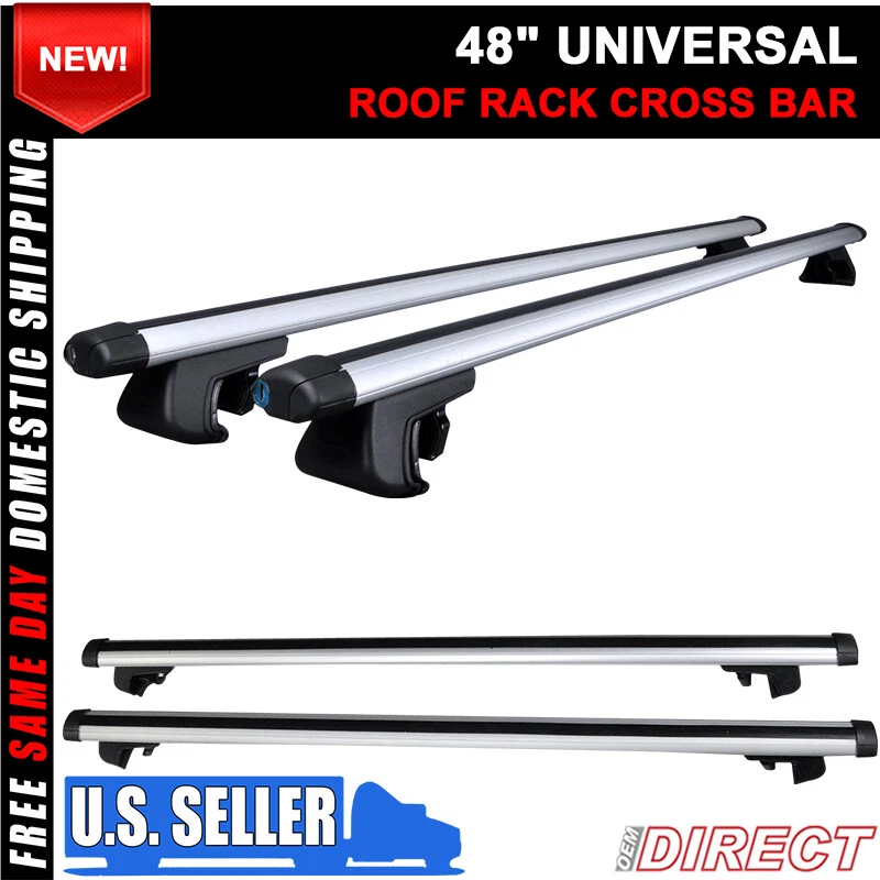 Portaequipajes con barra transversal de techo superior de aluminio universal de 48 pulgadas con cerradura Foto 2 de 3