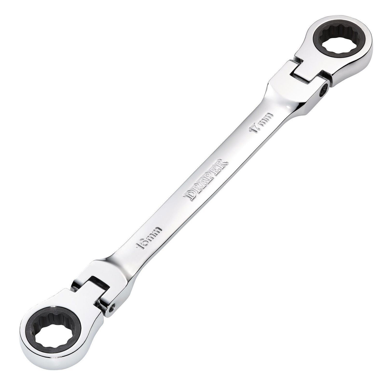 Draper 27756 HI-TORQ Metric Flexible Head Double Ring Ratchet Spanner, 16 x 17mm - Image 2
