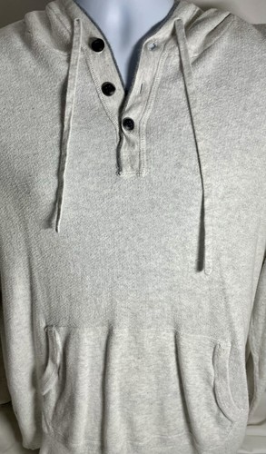 EXPRESS Henley Hoodie Light Gray Pullover w/ Buttons Sweater Shirt Mens Size XL - Picture 4 of 7