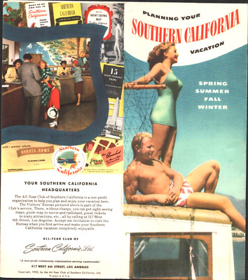 1952 SOUTHERN CALIFORNIA vintage tourism brochure PLANNING YOUR VACATION GUIDE