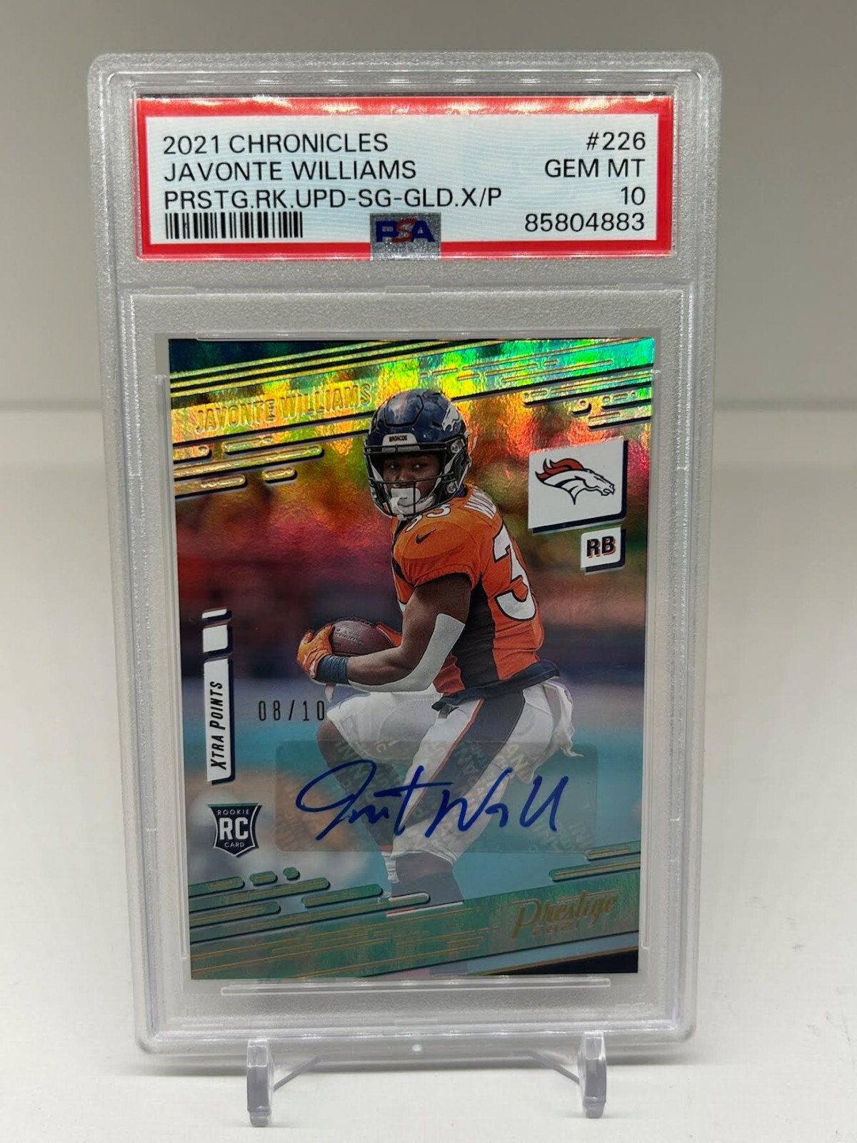 Javonte Williams Panini Chronicles Prestige Rookie Update #226 Signature-Xtra Points