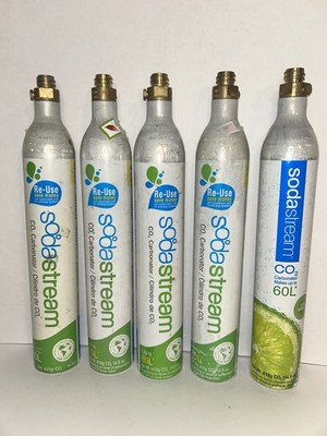 Sodastream CO2 Cylinder Empty Quick Connect 60 Liter Lot / Set of 5 Bottles