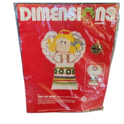 1981 Dimensions Tree Top Angel #8011 Crewel Kit 8'' Ornament Arleen Hoeweler
