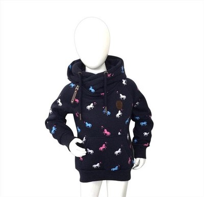 S&C Kinder Hoodie Pferde blau Kapuzenpulli MT283